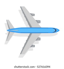 Airplane on white background. Isolated vector illustration. Air transport, travel, flight. Graphic aircraft icon style design. Aviation concept sphere. For advertisement banner, website picture