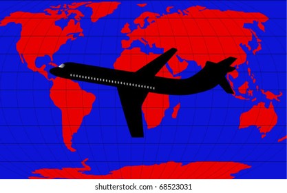 airplane on worldmap