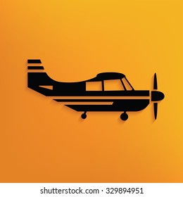 Airplane on yellow background,clean vector