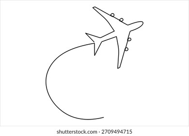 Dibujo de arte de una línea continua de avión: diseño minimalista de vuelo de avión y Ilustración vectorial de viaje
