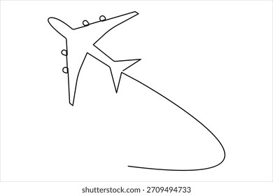Dibujo de arte de una línea continua de avión: diseño minimalista de vuelo de avión y Ilustración vectorial de viaje