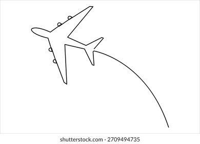 Dibujo de arte de una línea continua de avión: diseño minimalista de vuelo de avión y Ilustración vectorial de viaje