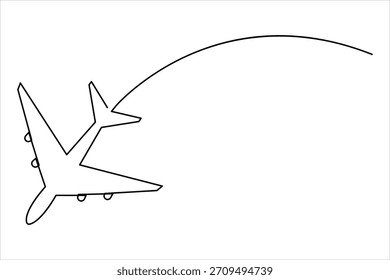 Dibujo de arte de una línea continua de avión: diseño minimalista de vuelo de avión y Ilustración vectorial de viaje