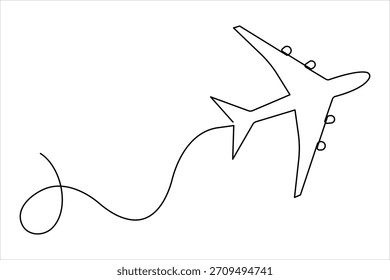 desenho artístico de uma linha contínua do avião - Projeto minimalista de ilustração de voo e vetor de viagem do avião