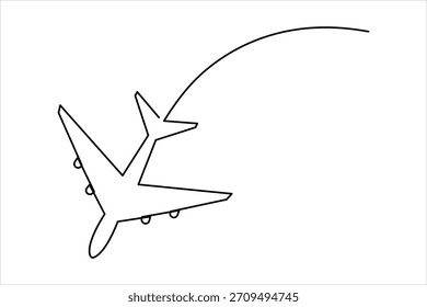 Dibujo de arte de una línea continua de avión: diseño minimalista de vuelo de avión y Ilustración vectorial de viaje