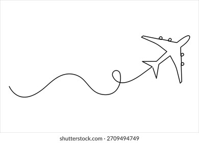 desenho artístico de uma linha contínua do avião - Projeto minimalista de ilustração de voo e vetor de viagem do avião