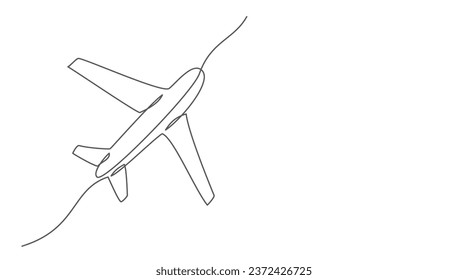 Airplane One line drawing isolated on white background