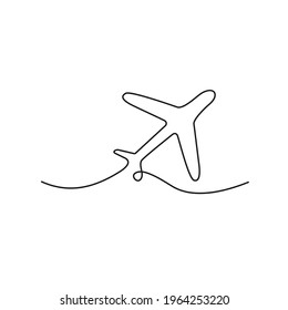 Airplane One Line Drawing Minimalism Art Stock Vector (Royalty Free ...