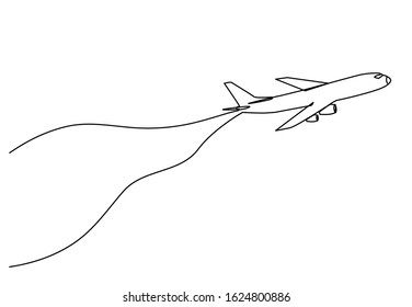 Airplane one line drawing in line vector image