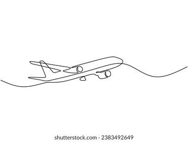 Dibujo de una línea del avión. Ilustración vectorial aislada. Diseño minimalista a mano.