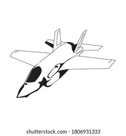 Airplane one line. Vector drawing on a white background.
