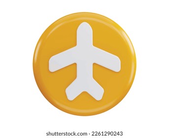 Airplane online check in button digital service passenger registration 3d rendering vector icon