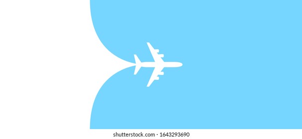 Airplane opening background behind itself. Simple stylish background for air travel, cruises, tours. Business card, banner for a trip abroad on vacation. Airport advertising.