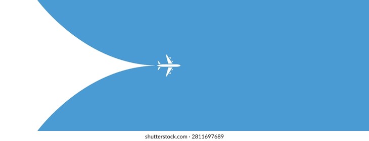 Airplane opening background behind. airplane in the sky, Simple airplane travel opens the background behind, romantic travel, tours, cruises, airport advertising, Banner for a trip abroad on vacation