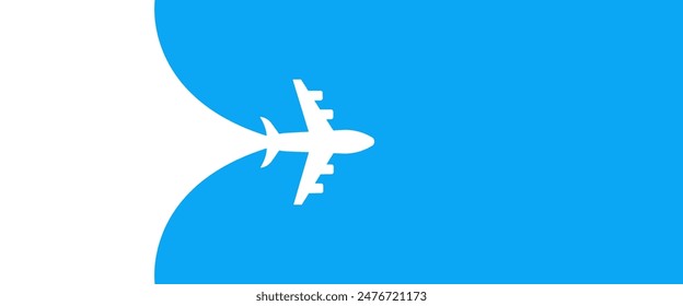 Airplane opens the background behind itself. Plane journey, romantic travel, tours, cruises.