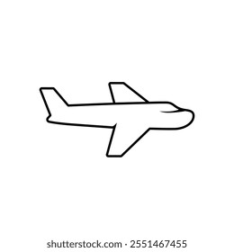 Airplane outline icon isolated on white background. Plane line sign symbol. Flight concept