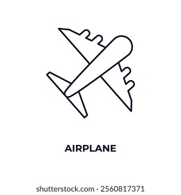 airplane outline icon. Linear vector from army and military concept. Thin line airplane icon isolated on white background