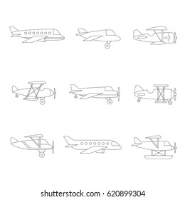Airplane Outline Icon Set Clean Simple: เวกเตอร์สต็อก (ปลอดค่าลิขสิทธิ์