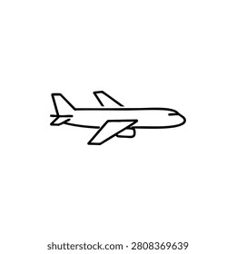 Airplane with airplane outline icon, side view aircraft for France travel, holiday flight, tourism transport and Paris trip planning
