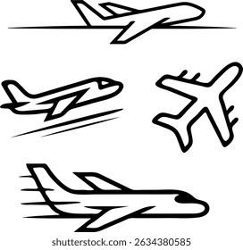 Airplane Outline Icons Set vector