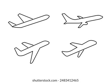 airplane outline icons take off vector design