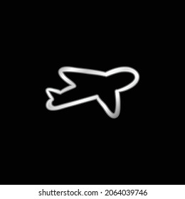 Airplane Outline silver plated metallic icon