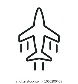 airplane outline, thin, flat, digital icon for web and mobile