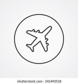 airplane outline thin symbol, dark on white background, logo editable, creative template 