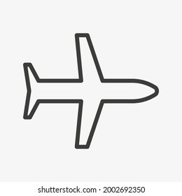 Airplane outline vector icon isolated on white background.