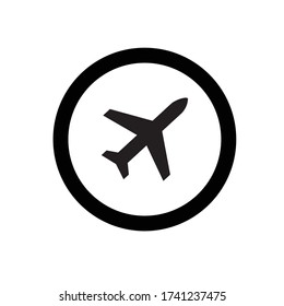 Airplane outline vector icon. Jetliner. Vacation holiday element. Boarding symbol. Travelling concept. Aircraft. Airliner. Tourism transportation. Flight button. Flat simple line illustration.