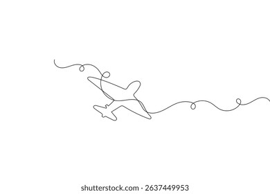 Airplane outline vector illustration in one line drawing