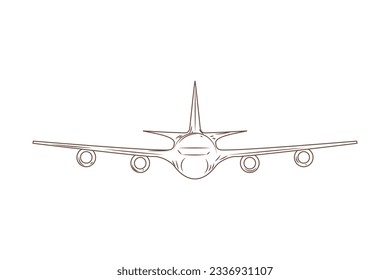 airplane outline. Vector illustration. airplane sketch. airplane outline drawing. Airplane path line drawing. airline linear style. flight outline. aircraft, Plane. isolated on white background.