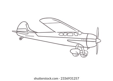 airplane outline. Vector illustration. airplane sketch. airplane outline drawing. Airplane path line drawing. airline linear style. flight outline. aircraft, Plane. isolated on white background.