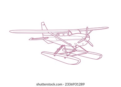 airplane outline. Vector illustration. airplane sketch. airplane outline drawing. Airplane path line drawing. airline linear style. flight outline. aircraft, Plane. isolated on white background.