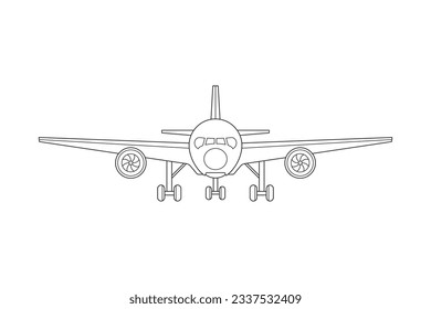 airplane outline. Vector illustration. airplane sketch. airplane outline drawing. Airplane path line drawing. airline linear style. flight outline. aircraft, Plane. isolated on white background.