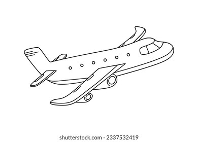 airplane outline. Vector illustration. airplane sketch. airplane outline drawing. Airplane path line drawing. airline linear style. flight outline. aircraft, Plane. isolated on white background.