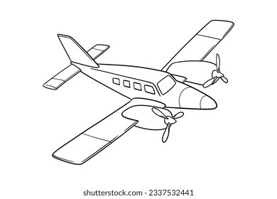 airplane outline. Vector illustration. airplane sketch. airplane outline drawing. Airplane path line drawing. airline linear style. flight outline. aircraft, Plane. isolated on white background.