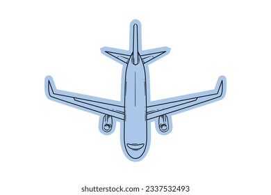 airplane outline. Vector illustration. airplane sketch. airplane outline drawing. Airplane path line drawing. airline linear style. flight outline. aircraft, Plane. isolated on white background.
