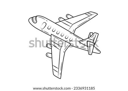 airplane outline. Vector illustration. airplane sketch. airplane outline drawing. Airplane path line drawing. airline linear style. flight outline. aircraft, Plane. isolated on white background.
