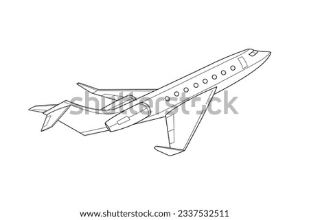 airplane outline. Vector illustration. airplane sketch. airplane outline drawing. Airplane path line drawing. airline linear style. flight outline. aircraft, Plane. isolated on white background.