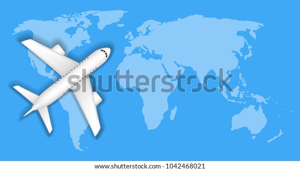 Airplane Over Blue World Map Travel Stock Vector (Royalty Free ...