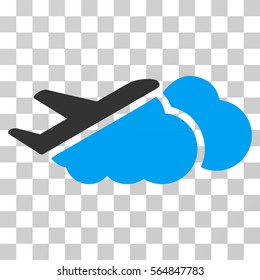 Airplane Over Clouds vector pictograph. Style is flat graphic symbol.