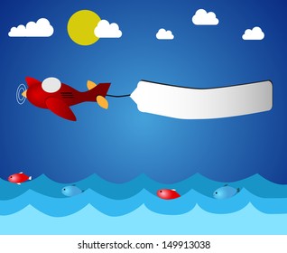 Airplane over ocean