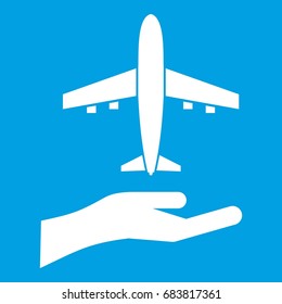 Airplane and palm icon white