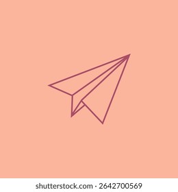 Ilustración vectorial de contorno de papel de avión. Describir la esperanza y el sueño. tema de la escuela. logotipo o icono