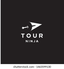 airplane or paper plane tour or tourism and ninja logo design vector icon illustration inspiration