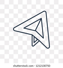 Airplane of paper sheet vector outline icon isolated on transparent background, high quality linear Airplane of paper sheet transparency concept can be used web and mobile
