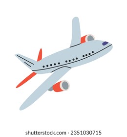Airplane. Passenger airplane hand drawn.  White isolated background. Vector illustration.
