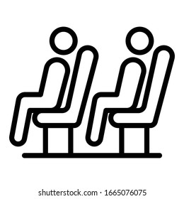 Flugzeugpassagiersymbol. Rahmenbild der Vektorillustration von Fluggästen im Flugzeug, Symbol für Webdesign einzeln auf weißem Hintergrund