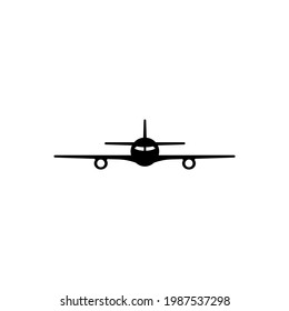 Airplane, Passenger Plane, Airliner. Flat Vector Icon illustration. Simple black symbol on white background. Airplane, Passenger Plane, Airliner sign design template for web and mobile UI element.
